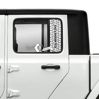 Paar Jeep Gladiator deuren raam bandenspoor vernietigde stickers vinyl graphics
