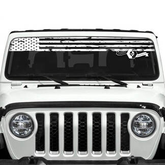 Jeep Gladiator voorruit USA vlag vernietigde stickers vinyl graphics
