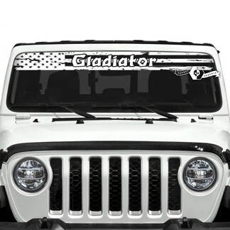Jeep Gladiator voorruit USA vlag vernietigd logo stickers vinyl graphics

