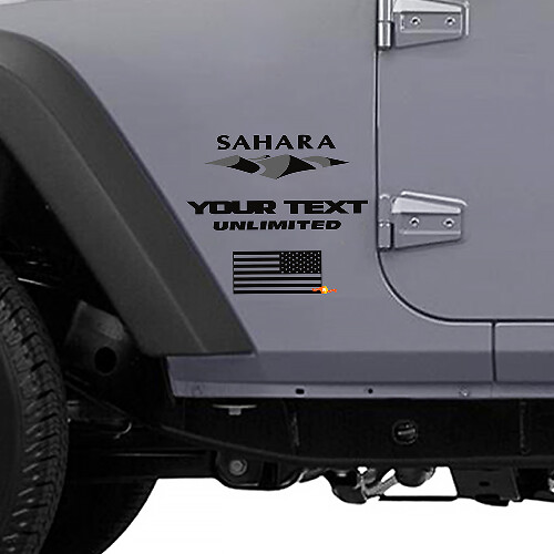 Zandduin & US-vlag zijvinylsticker voor Jeep Wrangler Unlimited