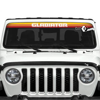 Jeep Gladiator voorruit Logo Sunset Retro kleuren stickers Vinyl Graphics verloop
