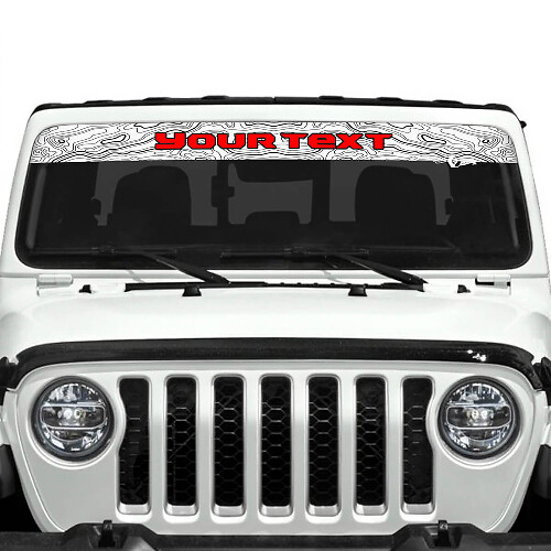 Jeep Gladiator voorruit logo topografische kaart stickers stickers vinyl graphics 2 kleuren
