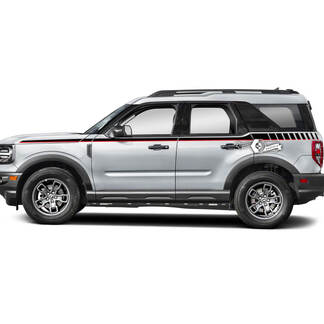 2x Ford Bronco deuren omhoog zijspatbordlijnstickers, 2 kleuren

