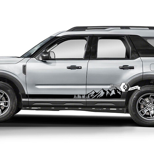 2x Ford Bronco Mountains Forest Rocker Panel Side logo Line Decals Stickers
