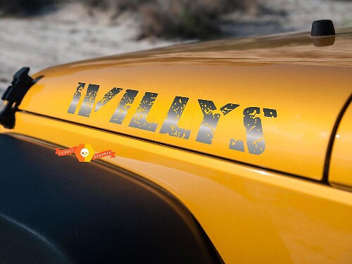 Willys Versleten Motorkap Vinyl Decal Set voor Jeep Wrangler