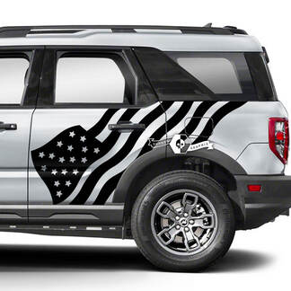 2x Ford Bronco deuren spatbord USA vlag zijstickers
