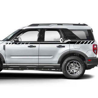 2x Ford Bronco deuren omhoog zijspatbordlijnen massieve stickers
