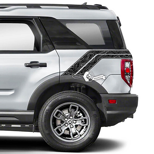 2x Ford Bronco Fender topografische kaart zijstickers
