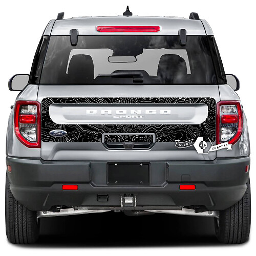 Ford Bronco achterklep bed topografische kaart Splash Wrap Decals Stickers
