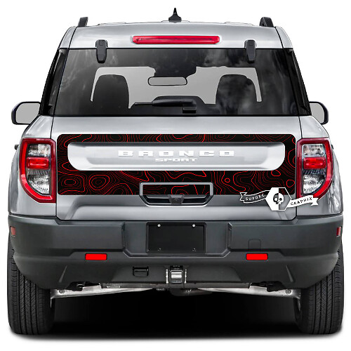 Ford Bronco achterklepbed topografische kaart Splash Wrap Decals Stickers 2 kleuren
