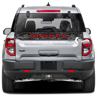 Ford Bronco achterklep bedbekleding streeplogo topografische kaart wrap stickers stickers 2 kleuren
