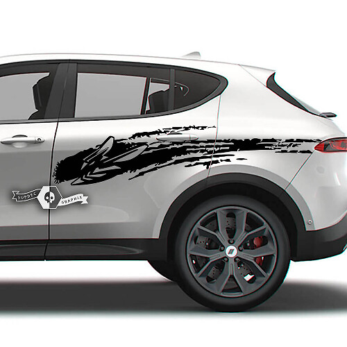 Paar Dodge Hornet deuren zijstrepen Splash Wrap modder Logo Vinyl stickers stickers
