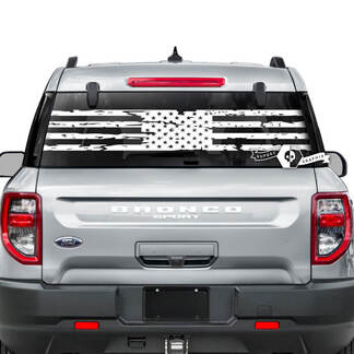 Ford Bronco achterruit USA vlag vernietigde strepen grafische stickers
