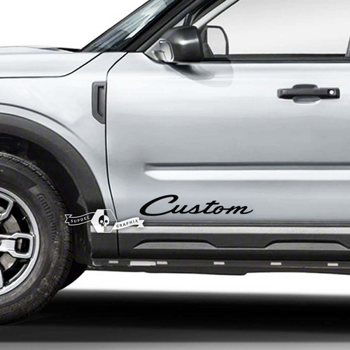 Custom Script Lage Zijdeur Vinyl Lettering Decal Paar voor Musclecar horse