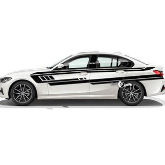 Paar BMW motorkap deuren zijstrepen Rally Motorsport geometrie vinyl sticker sticker F30 G20
