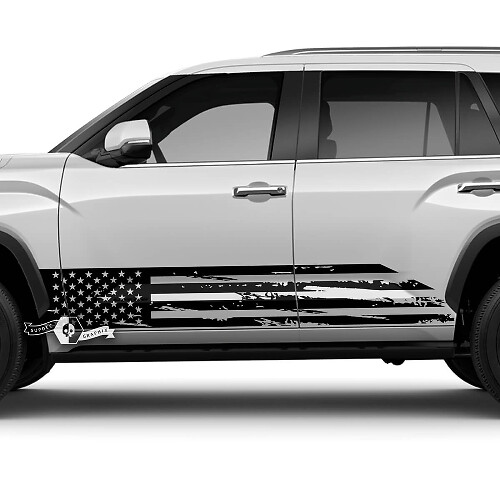 Paar Toyota Sequoia deuren Rocker Panel Stripe USA vlag verblinden verf vernietigd Off Road Vinyl Stickers Decal fit Toyota Sequoia
