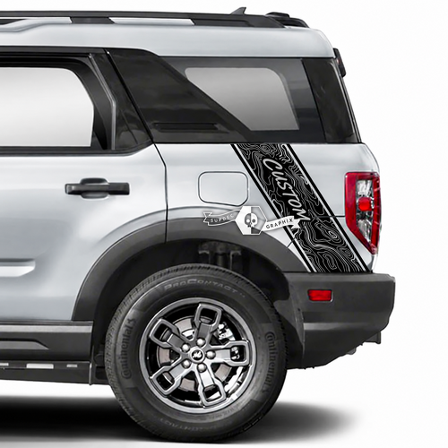 CUSTOM Topographic Diagonal Quarter Stripe Pair Achterspatbord Vinylsticker voor Ford Bronco Sport