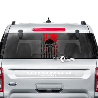 Ford Bronco achterruit USA vlag Punisher vernietigde strepen grafische stickers 2 kleuren
