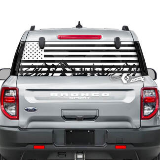 Ford Bronco achterruit USA vlag bergbos wrap trim grafische stickers
