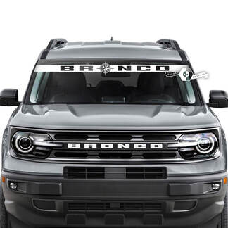 Ford Bronco achterruit voorruit logo kompas strepen grafische stickers
