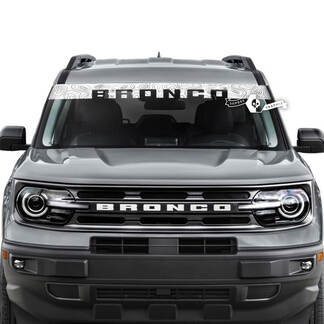 Ford Bronco voorruit voorruit topografische kaart logo strepen grafische stickers
