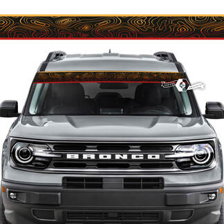 Ford Bronco venster voorruit topografische kaart retro kleuren strepen grafische stickers
