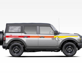 Ford Bronco venster voorruit topografische kaart retro kleuren zonsondergang Old School strepen grafische stickers
