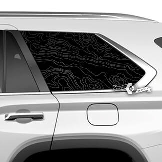 Paar Toyota Sequoia achterruit topografische kaart vinylstickers sticker geschikt voor Toyota Sequoia
