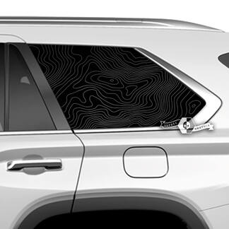 Paar Toyota Sequoia achterruit topografische kaart Topo vinylstickers sticker geschikt voor Toyota Sequoia
