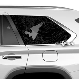 Paar Toyota Sequoia deur zijruit topografische kaart Topo vinyl stickers sticker geschikt voor Toyota Sequoia
