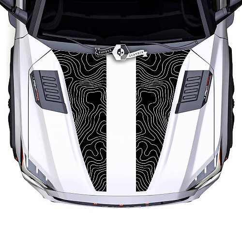 Toyota Sequoia Hood topografische kaart dubbel gesplitste vinylstickers sticker geschikt voor Toyota Sequoia

