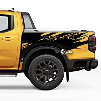 Paar Ford Ranger Raptor vernietigd Splash Mud Logo deuren Bed Side Truck Vinyl stickers
