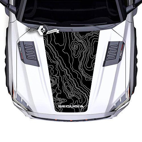 Topografische Kaart Motorkap Vinyl Sticker voor Toyota Sequoia