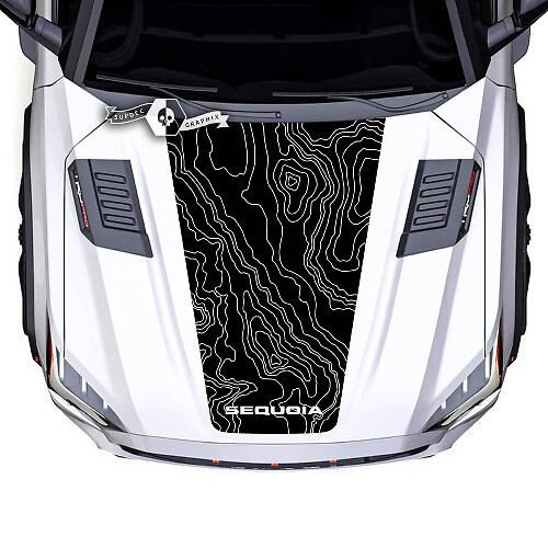 Toyota Sequoia Motorkap Topografische Kaart Logo Vinyl Stickers Decal passend voor Toyota Sequoia
