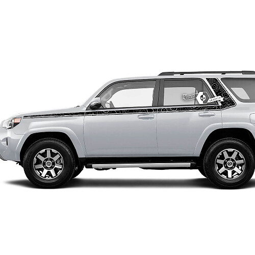 Topografische stijl zijwaarts gebogen strepen vinylsticker decal voor Toyota 4Runner Gen 5