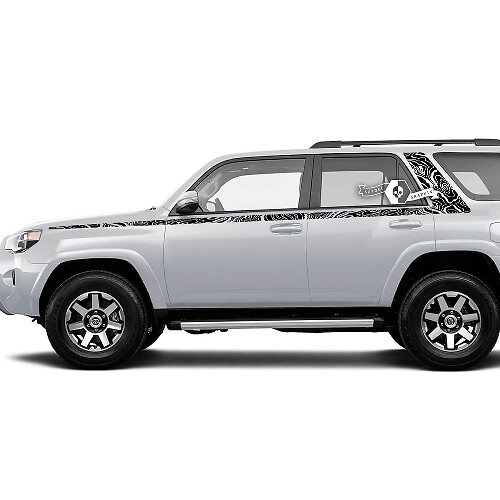 Topografische Stijl Lijnen Zij Vinyl Sticker Decal Voor Toyota 4Runner Gen 5