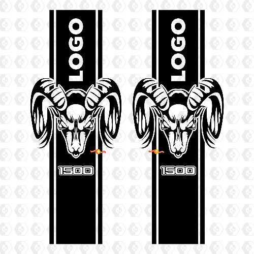 Aangepaste Hemi-stijl zijstrook vinyl sticker set voor Dodge Ram 1500