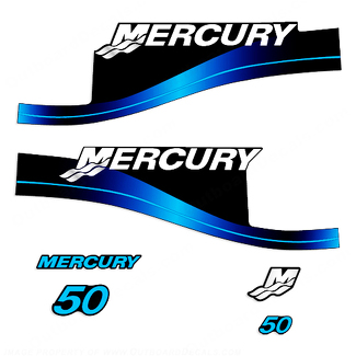 Mercury 50HP 2-takt stickerset - blauwe sticker sticker