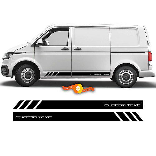 Custom Tekst Zijstrepen Vinylstickers Kit voor Volkswagen Transporter T5-7