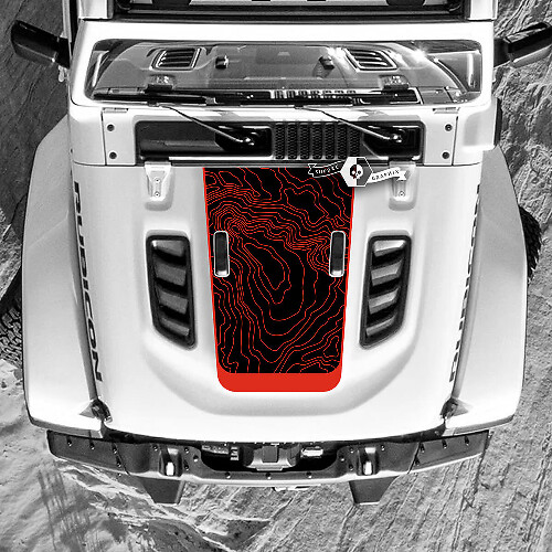 Topografische Kaart Motordeksel Vinyl Sticker voor Jeep Wrangler