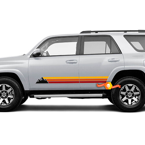 Mountains Retro Stijl Strepen Deuren Vinyl Decal Sticker voor Toyota 4Runner