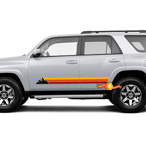 Mountains Retro Stijl Strepen Deuren Vinyl Decal Sticker voor Toyota 4Runner