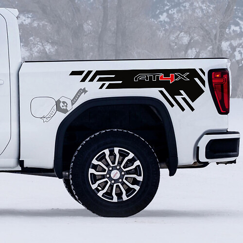 Paar GMC GM Sierra 1500 AT4X Graphics off-road 4x4 stickers Stickers 2 kleuren
