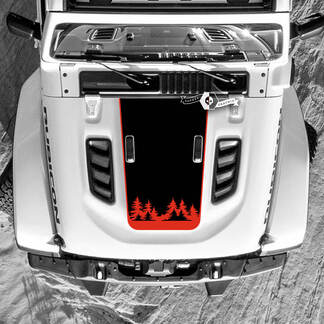Jeep Wrangler Hood Mountains Forest Vinyl Decal Stickers Motorkap 2 kleuren
