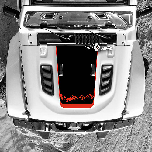 Jeep Wrangler Hood Mountains Forest Herten Vinyl Decal Stickers 2 kleuren
