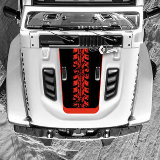 Jeep Wrangler Hood Tire Track vernietigd Wrap Vinyl Decal Stickers 2 kleuren

