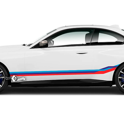 Paar BMW M2 M240 G42 F22 F87 M Performance Rocker Panel Side Stripes Doors Stripe M Vinyl Decal Sticker M Kleuren

