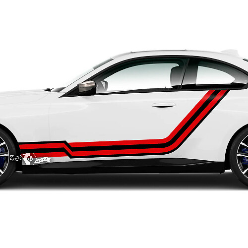 Paar BMW M2 M240 G42 F22 F87 M Performance Rocker Panel Stripes Deuren Fender Side Stripe Lines Vinyl Decal Sticker 2 kleuren
