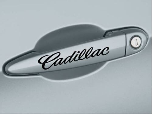 Cadillac Script Deurhendel Vinyl Decal Set voor Cadillac
