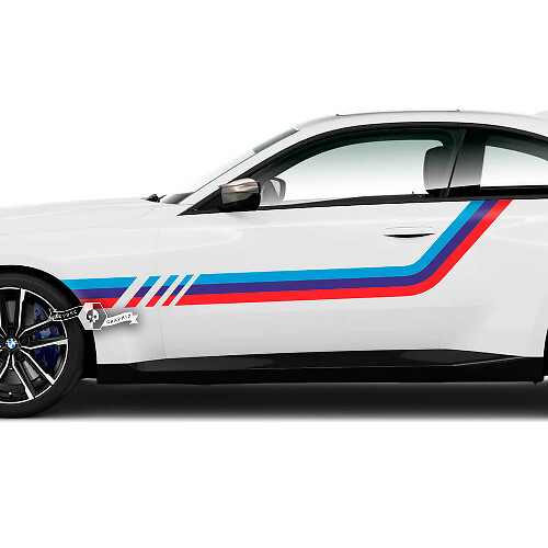 Paar BMW M2 M240 G42 F22 F87 M Performance Rocker Panel Stripes Deuren Fender Side Stripe Vinyl Decal Sticker M kleuren
